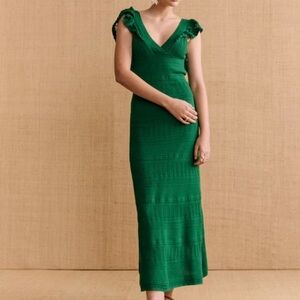Sezane Aphrodite Dress Summer Green - Size M